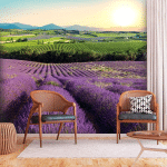 ARTGEIST - PAPIER PEINT ADHÉSIF LAVENDER FIELD - 196 X 140 CM - VIOLET ET ORANGE