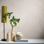 PAPIER PEINT FEUILLE BEIGE CRÈME MODERNE | TAPISSERIE MOTIF FEUILLE BEIGE CHAMBRE ADULTE | PAPIER PEINT INTISSÉ SALON & SALLE À MANGER