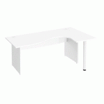 BUREAU COMPACT EXCELLENS L 180 CM RETOUR À DROITE PIÈTEMENT PLEIN BLANC