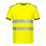 LOT DE 2 - PORTWEST T181 T-SHIRT HV PW3 JAUNE/GRIS - TAILLE XXXL
