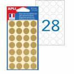 LOT DE 25 - PASTILLE ADHÉSIVE RONDE DORÉE DIAMÈTRE 15 MM APLI - POCHETTE DE 112