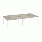 PÔLE 4 BUREAUX ECLA CHÊNE GRIS L 160 X P 80 CM PIÈTEMENT MÉTAL BLANC