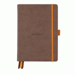 RHODIARAMA GOALBOOK REMBORDÉ RIGIDE A5 240 PAGES DOT PAPIER BLANC 90G - CHOCOLAT