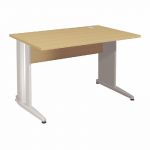 BUREAU DROIT ACTIVITY MÉTAL - L. 120 X P. 80 CM - PLATEAU POIRIER - PIEDS L 'BLANC'