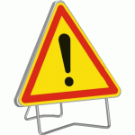PANNEAU DE SIGNALISATION TEMPORAIRE DANGER - CLASSE T1 TRIANGLE DE 1M PIED TALIAPLAST