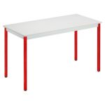 TABLE MODULAIRE DOMINO RECTANGLE - L. 120 X P. 60 CM - PLATEAU GRIS - PIEDS ROUGE