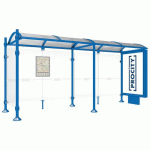 ABRI BUS PROVINCE 5 M CAISSON 1 BARDAGE INOX BLEU 5010 - PROCITY