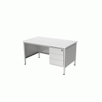 BUREAU 1/2 MIN L140 BLANC AVEC CAISSON 3T CONFORT 2 - ROBBERECHTS