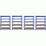 PACK ÉCO DE 4 KITS RAYONNAGE RAPID 3 -1800X1500X450 BLEU
