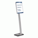 SUPPORT D'INFORMATION SUR PIED INFO SIGN STAND DURABLE - PIVOTE A 90° - FORMAT A3 - H1,25M MAXI - ARGENT METALLISE