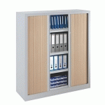 ARMOIRE À RIDEAUX MONOBLOC ECO-CONÇUE DÉCOR H 136 X L 120 CM CORPS ALU/RIDEAUX CHÊNE