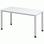 BUREAU DROIT PIEDS RONDS 140 CM BLANC