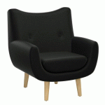 FAUTEUIL LUZE, 1 PLACE, PIEDS BOIS, REVÊTEMENT SIMILI CUIR ANTHRACITE