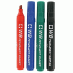 MARQUEUR PERMANENT BUDGET POINTE BISEAUTÉE 2 MM - POCHETTE DE 4 COULEURS ASSORTIES