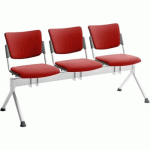 POUTRE CAMPUS TAPISSÉE TISSU POUR VISITEUR-3 PLACES-ROUGE - QUADRIFOGLIO