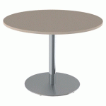 TABLE MENORCA Ø100 T6 - ÉP. 24 MM STRAT ABS CHÊNE H./CHROMÉ - MOBIDECOR