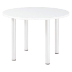 TABLE RONDE ACTUAL - L. 100 X 100 CM - PLATEAU BLANC - PIED TUBULAIRE BLANC