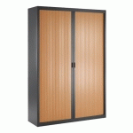 ARMOIRE HAUTE À RIDEAUX DÉMONTABLES DÉCOR BOIS LARGEURS SPÉCIFIQUES 200 X 140 CM ANTHRACITE-MERISIER