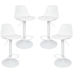 LOT DE 4 TABOURETS DE BAR EN CUIR SYNTHÉTIQUE RÉGLABLE EN HAUTEUR,BLANC - HALOYO