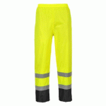 LOT DE 2 - PORTWEST H444 PANTALON DE PLUIE HI-VIS BICOLORE JAUNE/NOIR - TAILLE L - STANDARD