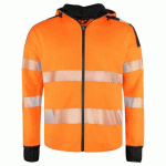 PROJOB 6110 SWEATSHIRT FULL ZIP CAPUCHE - EN ISO 20471 CLASSE 3/2 ORANGE/NOIR - TAILLE XL