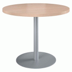 TABLE DE RÉUNION RONDE ECLA CHÊNE CLAIR Ø 100 CM PIÈTEMENT ALUMINIUM