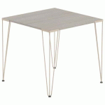 TABLE RÉUNION LORI 80 X 80 CM PLATEAU CHÊNE GRIS PIED TAUPE - MBA