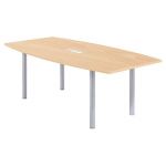 TABLE TONNEAU AVEC ÉLECTRIFICATION ACTUAL L. 200 X 100 CM - PLATEAU HÊTRE - PIED TUBULAIRE ALUMINIUM