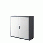 ARMOIRE À RIDEAUX DÉMONTABLE EASY OFFICE H 100 CM CORPS ANTHRACITE RIDEAUX BLANC