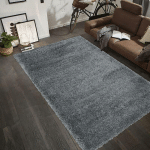 JADOREL - 120X170 - TAPIS SHAGGY SHAGGY FLU ARGENT 120X170 OEKO TEX® EN POLYPROPYLÈNE DOUX ET SOYEUX - ARGENT