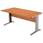 BUREAU DROIT PRONTO MÉTAL - L.160 X P.80 CM - PLATEAU AULNE - PIEDS L ALUMINIUM