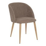 ATMOSPHERA - CHAISE FAUTEUIL DE TABLE EN VELOURS CÔTELÉ TAUPE ET PIEDS EN MÉTAL TAUPE