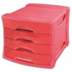 ESSELTE MODULE DE CLASSEMENT  SOLEA 4 TIROIRS, BUTÉES D'ARRÊT L24,5 X H37,2 X P28,5 CM GRENADINE PASTEL