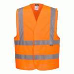 LOT DE 8 - PORTWEST C470 GILET HAUTE-VISIBILITÉ BAUDRIER DOUBLE CEINTURE ORANGE - TAILLE L/XL