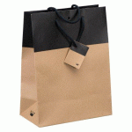 SACS KRAFT ET NOIR BICOLORE LUXE POIGNÉES CORDELIÈRES 33 X 25 X 13 CM - 10 SACS