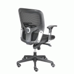 CHAISE DE BUREAU ANZIO - DOSSIER EN MAILLE AVEC ACCOUDOIRS- SOUTIEN LOMBAIRE- MÉCANISME SYNCHRONE- PIEDS NOIR