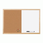 TABLEAU COMBINÉ BASIC DE BI-OFFICE, SURFACE EN LIÈGE ET EN ACIER LAQUÉ EFFAÇABLE À SEC, CADRE EN BOIS NATUREL, 60 X 40 CM