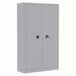 ARMOIRE MÉTAL PORTES PLIANTES MONOBLOC ELHIT H 198 X L 120 X P 43 CM ALUMINIUM