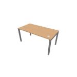 BUREAU BUROCOLOR + L.160 X P.80 CM - PLATEAU HÊTRE - PIEDS ALUMINIUM