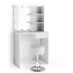 VICCO - COIFFEUSE DEKOS BLANC AVEC TABOURET ET ÉCLAIRAGE LED