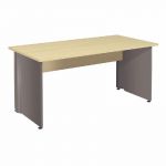 BUREAU DROIT ACTIVITY - L. 160 X P. 80 CM - PLATEAU HÊTRE - PIEDS PLEINS 'ANTHRACITE'