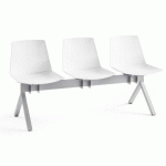 CHAISE POUTRE OCCA 3 PLACES BLANC PIÉTEMENT ALUMINIUM