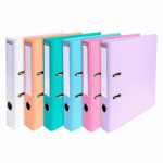 LOT DE 10 - CLASSEUR À LEVIER PLASTIFIÉ EXACOMPTA A4 - DOS 5 CM COULEURS ASSORTIES PASTEL