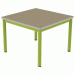 TABLE CARÉLIE MOB 80X80 T3 STR POLY. HÊTRE MIEL BEIG/VERT AC - MOBIDECOR