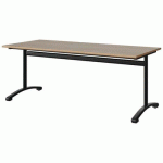 TABLE MALIBU 180X80 T5 DL STRA ALAISÉ CHÊNE 1146/NOIR 9005