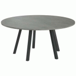 TABLE RÉUNION EVAN Ø 160 CM PIED NOIR PLATEAU BÉTON - MBA