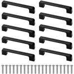 10 PIECES CABINET HANDLES BLACK WITH SCREW FOR KITCHEN CUPBOARD WARDROBE HOLE CENTRE 96MM