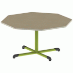 TABLE BANDANA OCT. Ø120 T4 PC STR POLY. HM. BEIGE/VERT AC - MOBIDECOR