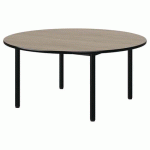 TABLE MALIBU Ø 120 T2 4P STRA CHÊNE 1146/NOIR NOIR 9005