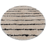 TAPIS FLUFFY 2371 CERCLE SHAGGY RAYURES - CRÈME / ANTHRACITE BEIGE CERCLE 120 CM